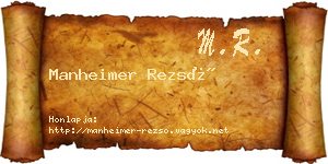 Manheimer Rezső névjegykártya